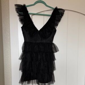 Lulu’s Black Tulled Mini Dress
